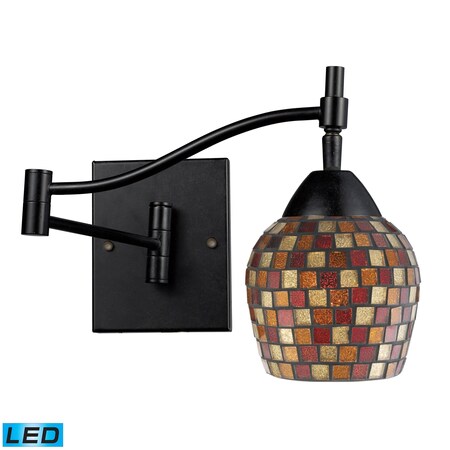 Elk Lighting Celina 1-Lght Swingarm Wall Lmp Drk Rust w/Multi-color Mosaic Glss Blb 10151/1DR-MLT-LED